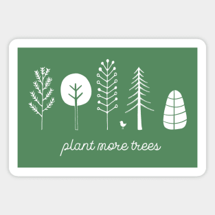 Love your planet: Plant more trees + bird (white text) Magnet